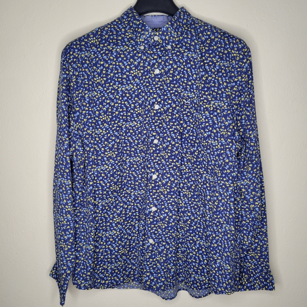 Crown & Ivy Blue Floral Button Up Classic Fit, Size XL